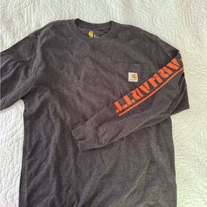 Carhartt Gray and Orange Long Sleeve Tee